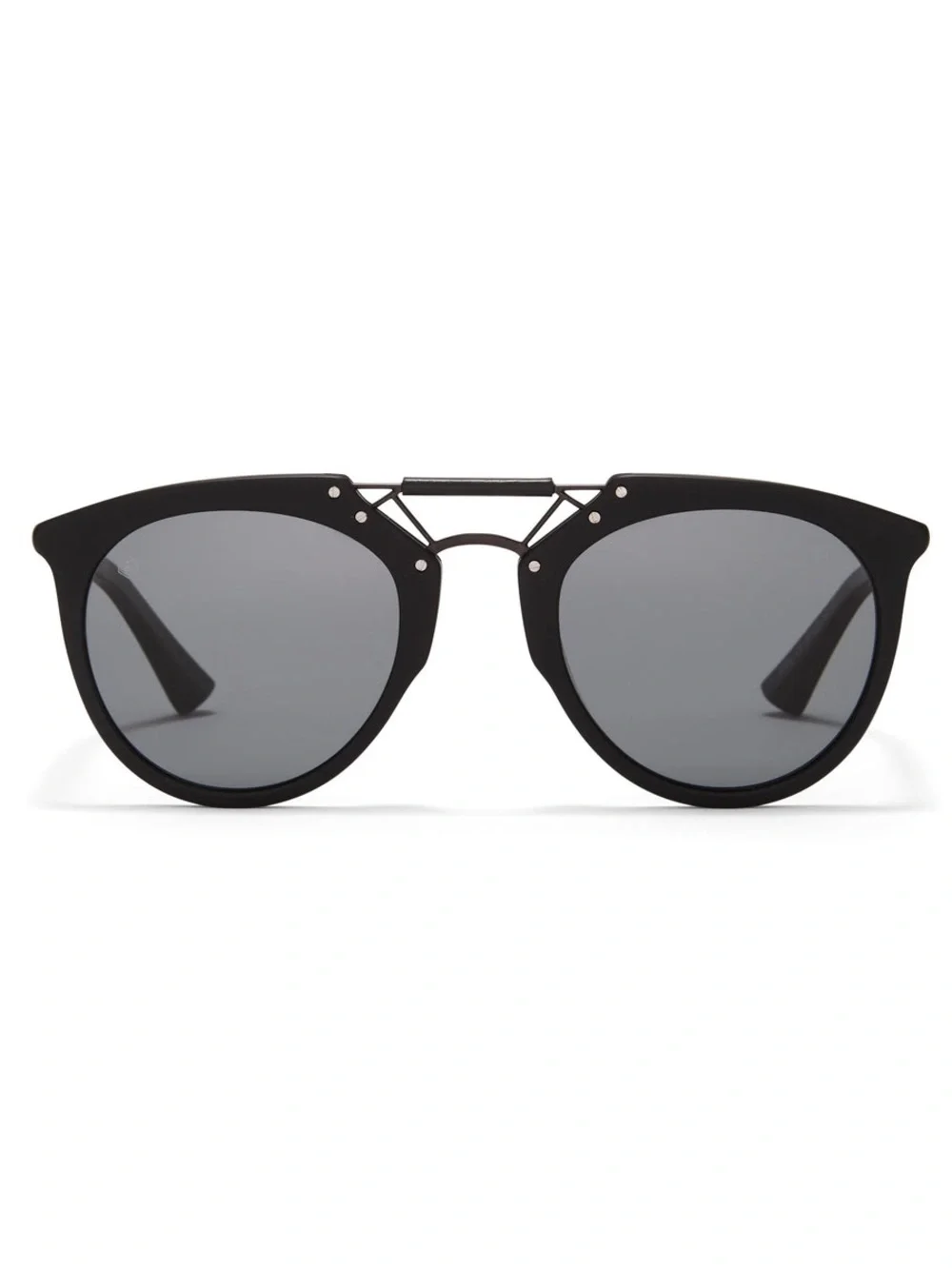 Unisex $269 Black Round Metal-Bridge Sunglasses